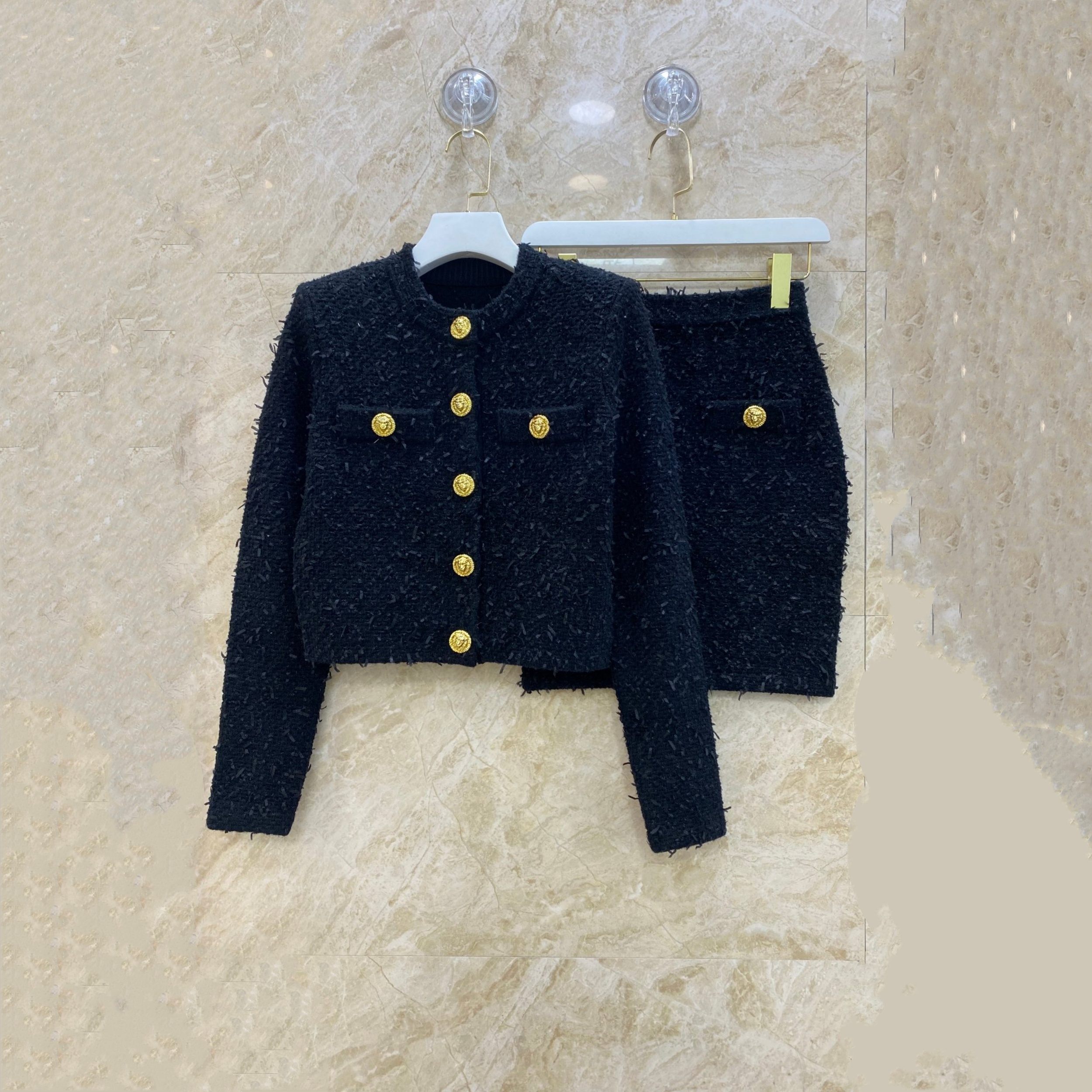 balmain tweed cropped jacket & mini skirt